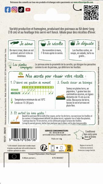 Potagères - Poireau Ténor - MEDIA_PACKAGING_VERSO